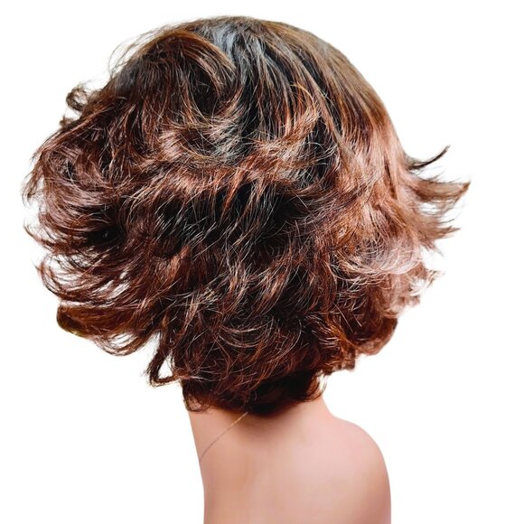 MilkyWay Human Hair Wig – Short Flipped Bob Auburn - Picture 3 of 7